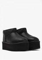 UGG Classic Ultra Mini Platform Boot Black Leather