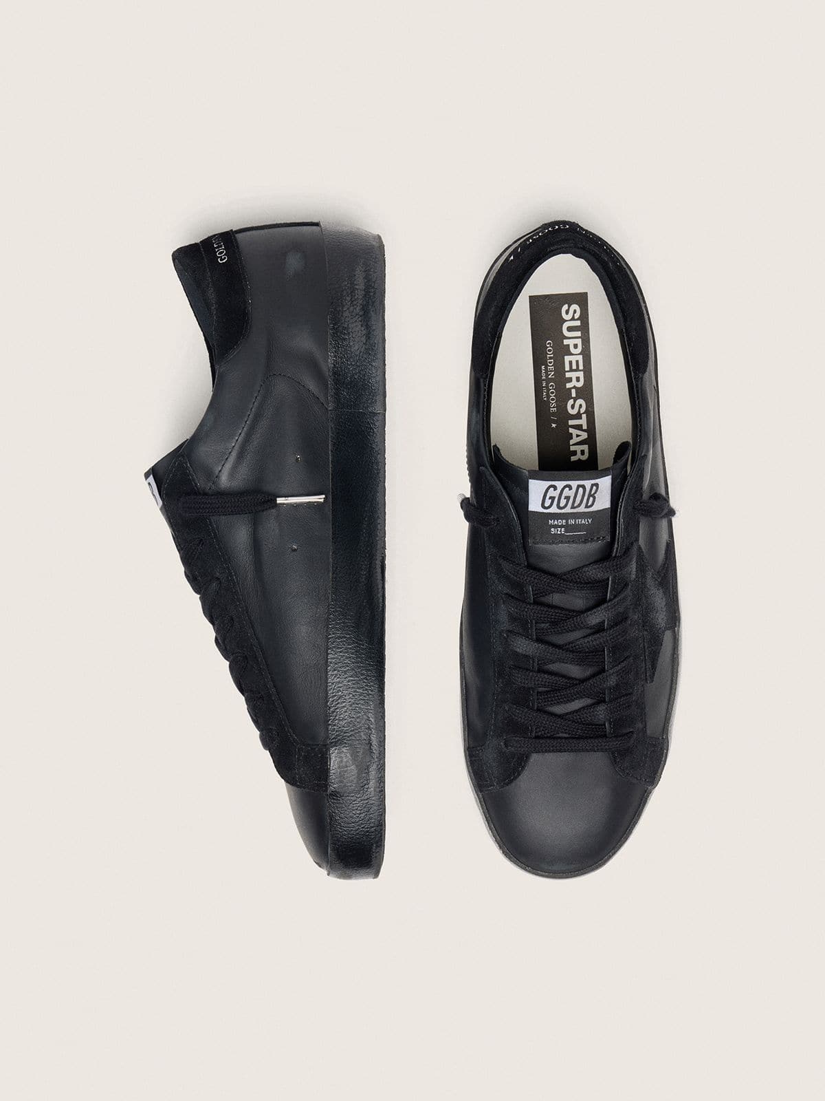 Super-Star in black nappa with suede details and black